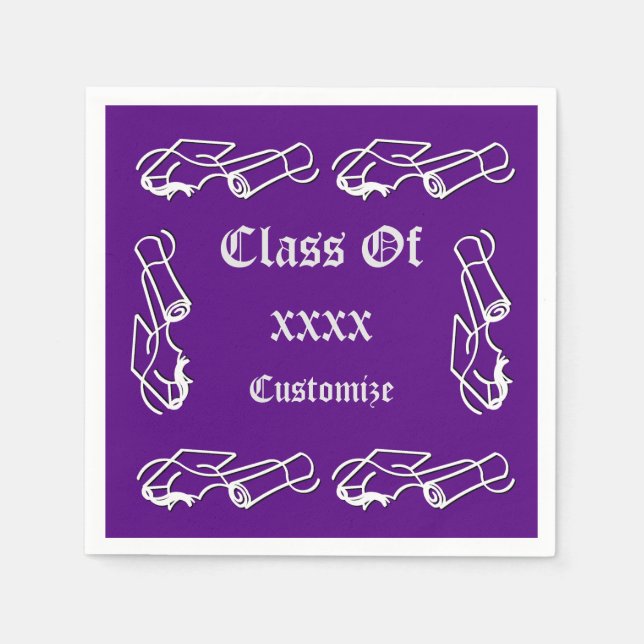Serviettes Jetables Cours de Casquette et de diplôme personnalisé Napk (Devant)