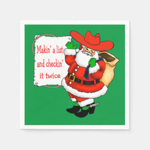 Serviettes Jetables Cowboy occidental Père Noël de Noël avec la lis