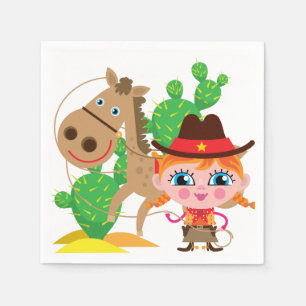 Serviettes Jetables Cowgirl et Horse