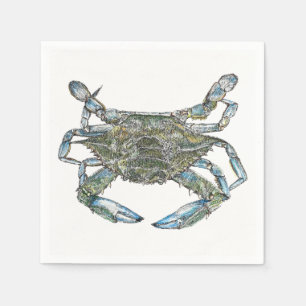 Serviettes Jetables Crabe bleu