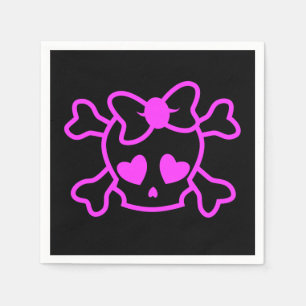 Serviettes Jetables Crâne rose girly emo avec arc adolescente fille n