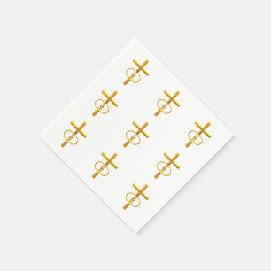 Serviettes Jetables Croix 3-D d'or avec anneaux Mariages