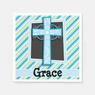 Serviettes Jetables Croix Bleue, Bleue et Jaune