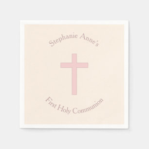 Serviettes Jetables Croix rose pastel communion