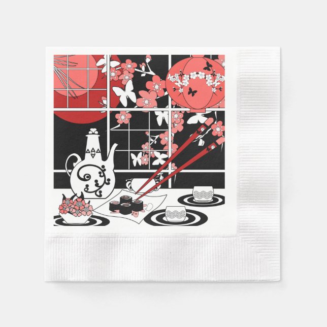 Serviettes Jetables Cuisine japonaise (Devant)