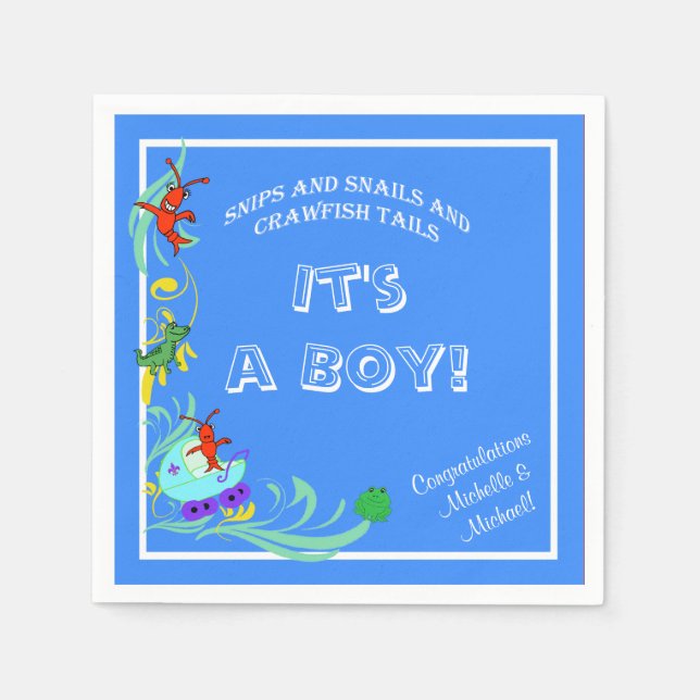 Serviettes Jetables Cute Crawfish Cajun Baby Boy (Devant)