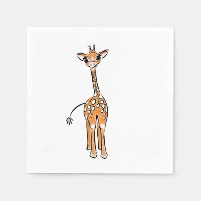 Serviettes Jetables Cute Giraffe drawing, safari animals (Devant)