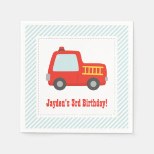 Serviettes Jetables Cute Red Fire Truck Boys Anniversaire Fournitures