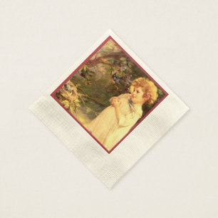 Serviettes Jetables Cutie victorien avec des oiseaux