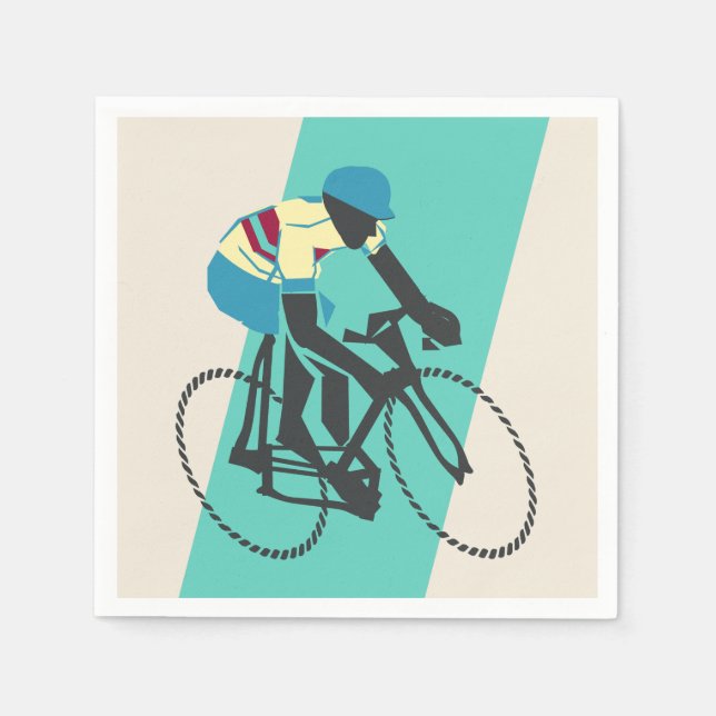 Serviettes Jetables Cyclisme (Turquoise) (Devant)