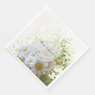 Serviettes Jetables Daisées en Amour - Bouquet Mariage modifiable