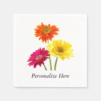 Serviettes Jetables Daisies Gerbera Nature