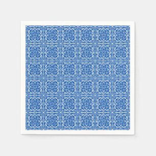 Serviettes Jetables Damas médiéval Fleur de lis, bleu cobalt