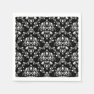 Serviettes Jetables Damas noir et blanc