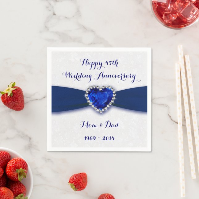 Serviettes Jetables Damask 45e anniversaire Mariage papier Napkin (En situation)