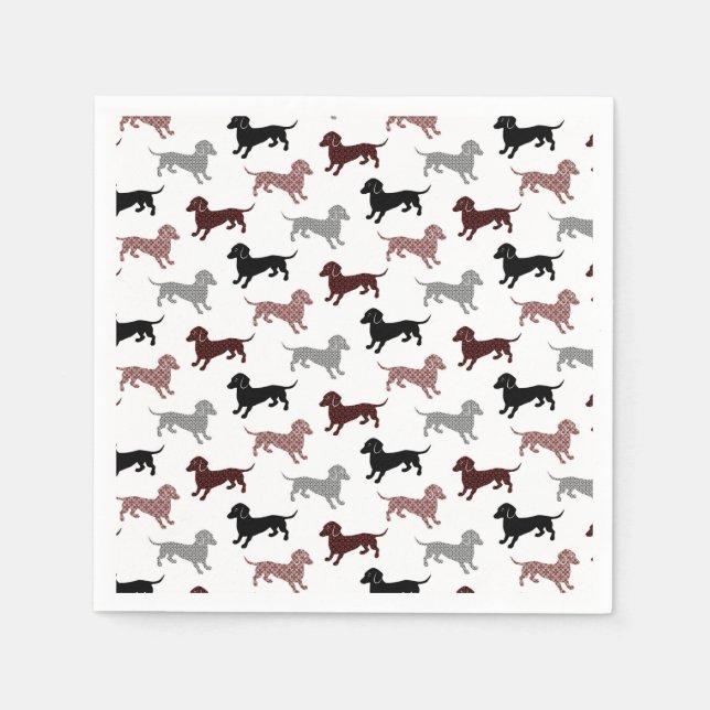 Serviettes Jetables Damask Dachshunds Motif de vacances (Devant)