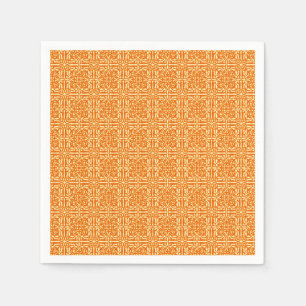 Serviettes Jetables Damassé médiéval fleur-de-lis, orange mandarine