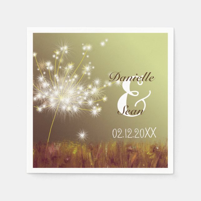Serviettes Jetables Dandelion Dream Nature Inspiré Mariage (Devant)