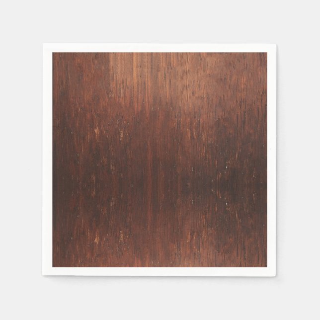 Serviettes Jetables Dark Brown Faux Wood (Devant)
