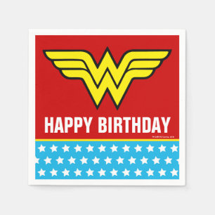 Serviettes Jetables DC Comics   Wonder Woman Logo   Happy Birthday
