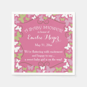 Serviettes jetables de baby shower de papillons
