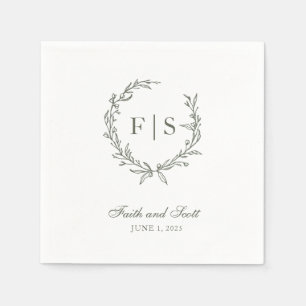 Serviettes jetables de couronnes vertes de taille