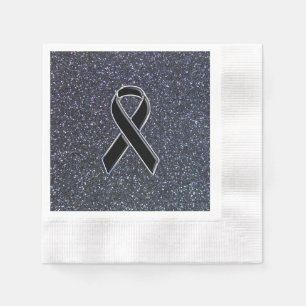 Serviettes Jetables Décor d'accent de sensibilisation au ruban noir
