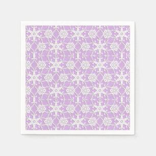 Serviettes Jetables Dentelle antique - blanc et lavande