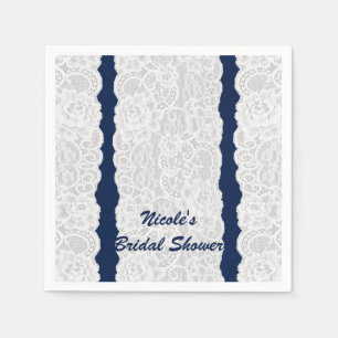 Serviettes Jetables Dentelle Bleue et Blanche Élégante et Lumineuse po