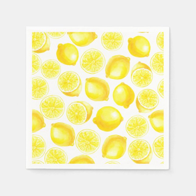 Serviettes Jetables Design citrons aquarelle (Devant)