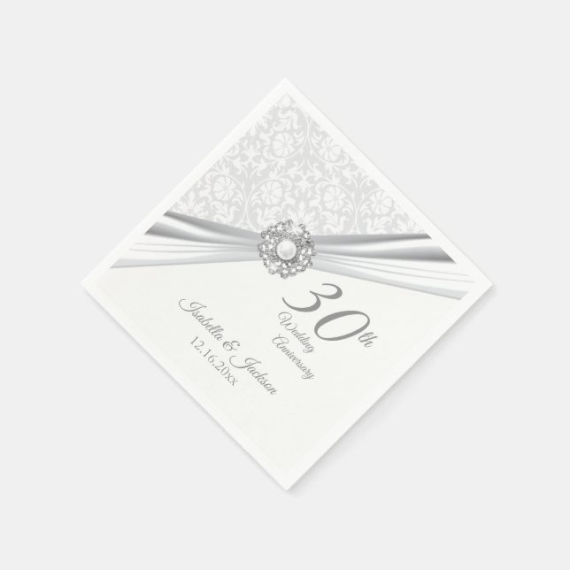 Serviettes Jetables Design élégant du 30e anniversaire de Mariage (Coin)