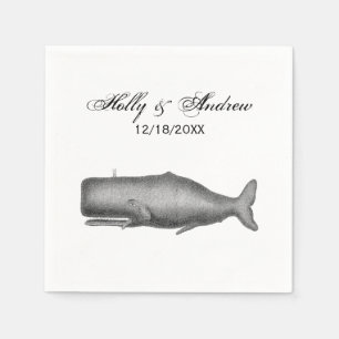 Serviettes Jetables Dessin de baleine d'époque du XIXe siècle