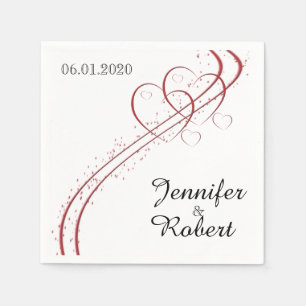Serviettes Jetables Deux Coeurs comme un Mariage Napkin