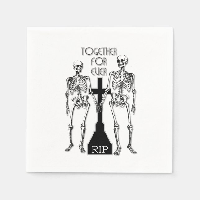 Serviettes Jetables Deux squelettes amoureux (Devant)