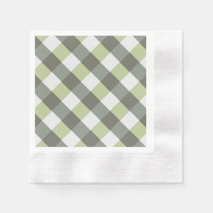 Serviettes Jetables Diagonales grises vertes tissées