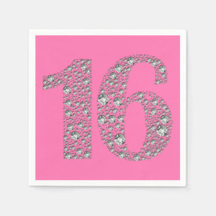 Serviettes Jetables Diamant Bling 16 Seize 16ème Anniversaire TOUTE CO