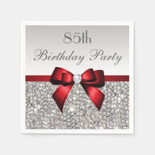 Serviettes Jetables Diamant rouge de paillettes d'arc de Faux tout
