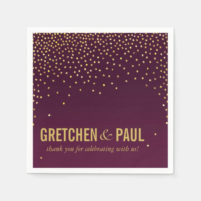 Serviettes Jetables Diamants dans le Sky Cocktail Party | aubergine (Devant)