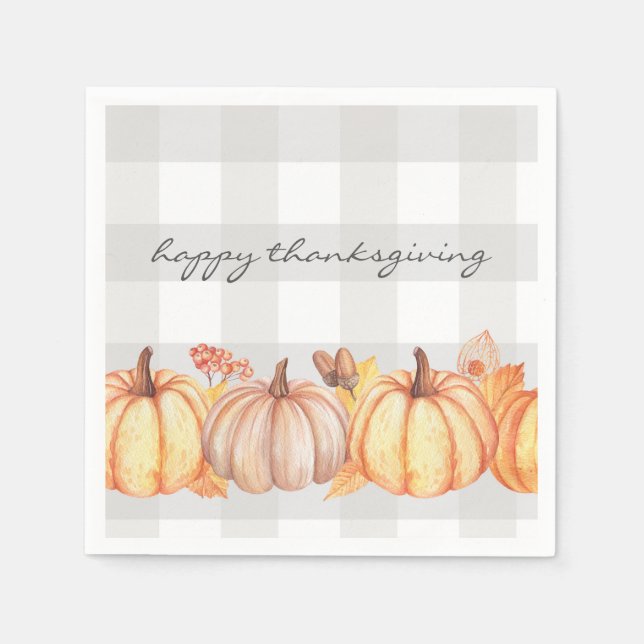 Serviettes Jetables Dîner Thanksgiving décor citrouille personnalisé (Devant)