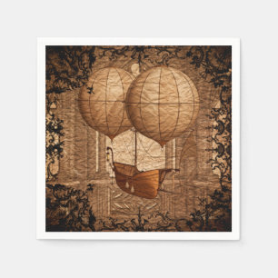 Serviettes Jetables Dirigeable victorien grunge de Steampunk