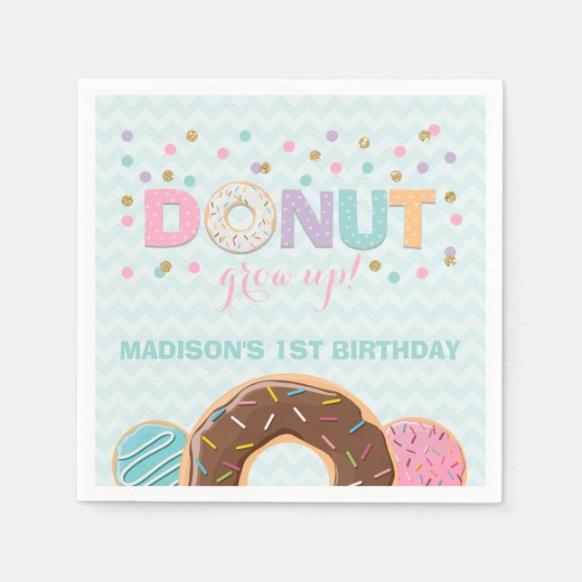 Serviettes Jetables Donut Anniversaire Napkin Donut Croissance Party (Devant)