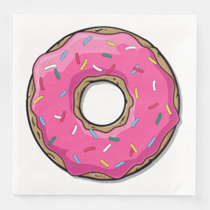 Serviettes Jetables Donut caricaturale rose avec arrosage