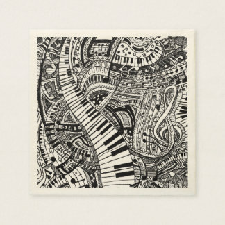 Serviettes Jetables Doodle de musique classique avec clavier de piano