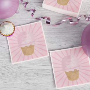 Serviettes Jetables Doux 16 Crème de glace rose Anniversaire Serviette