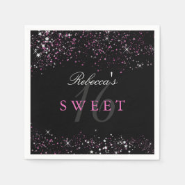 Serviettes Jetables Doux 16 Parties scintillant rose noire