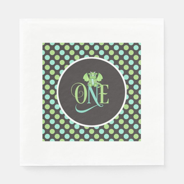 Serviettes Jetables Dragon 1er Anniversaire serviettes - ONE (Devant)