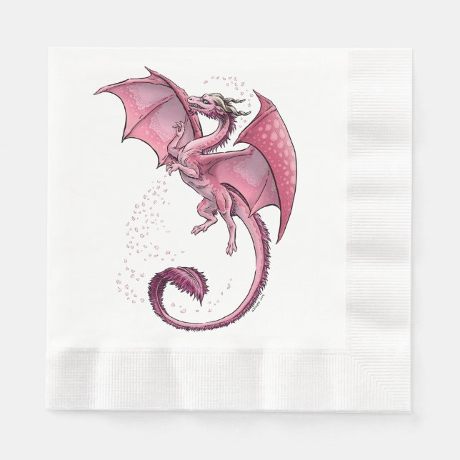Serviettes Jetables Dragon rose de l'art Imaginaire du printemps (Devant)