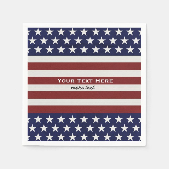 Serviettes Jetables Drapeau américain 4 juillet Personnalisé Personnal (Devant)