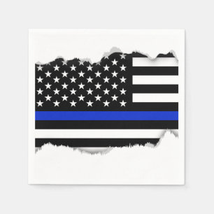 Serviettes Jetables Drapeau américain mince de Blue Line