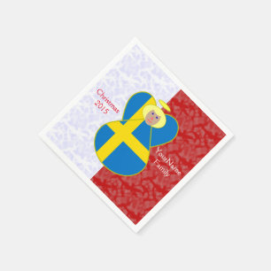 Serviettes Jetables Drapeau ange suédois sur fond rouge et blanc perso
